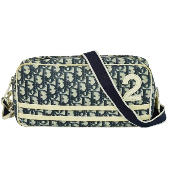 Christian Dior Trotter PVC Shoulder Crossbody Bag Navy White